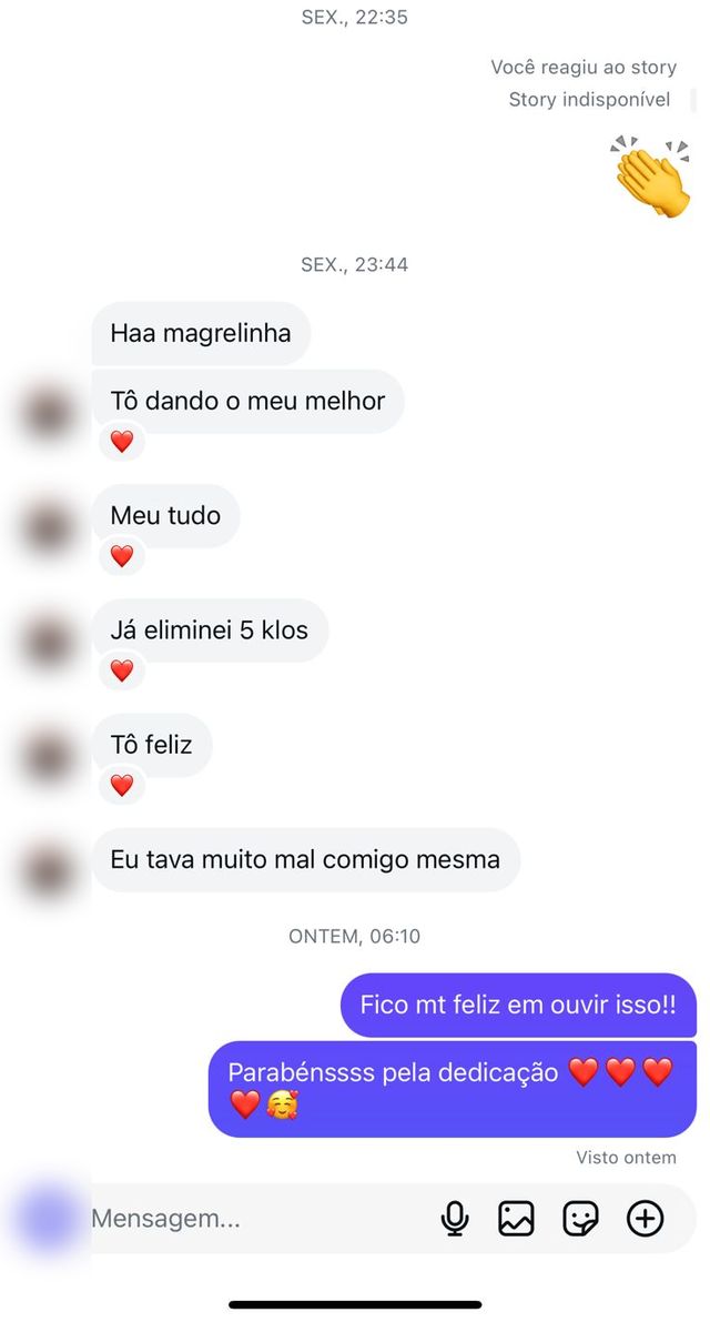 Depoimento de paciente via Instagram